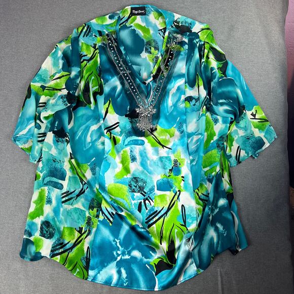 Maggie Barnes silky sequin embellished tunic top‎ 3X - Picture 1 of 3